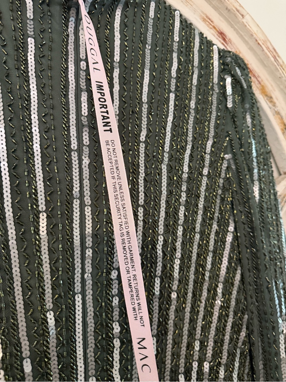 Mac Duggal Olive Green Long Sleeve Sequin Gown - Picture 13 of 16